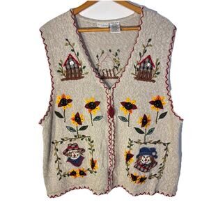 Vintage WHITE STAG Plus 18W/20w Ramie/Cotton Zippered V-Neck Sweater Vest Fall